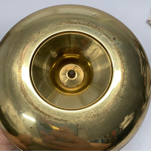 Vintage Brass Chamber Candle Holder Large Drip Tray Handle - Picture 8 of 10